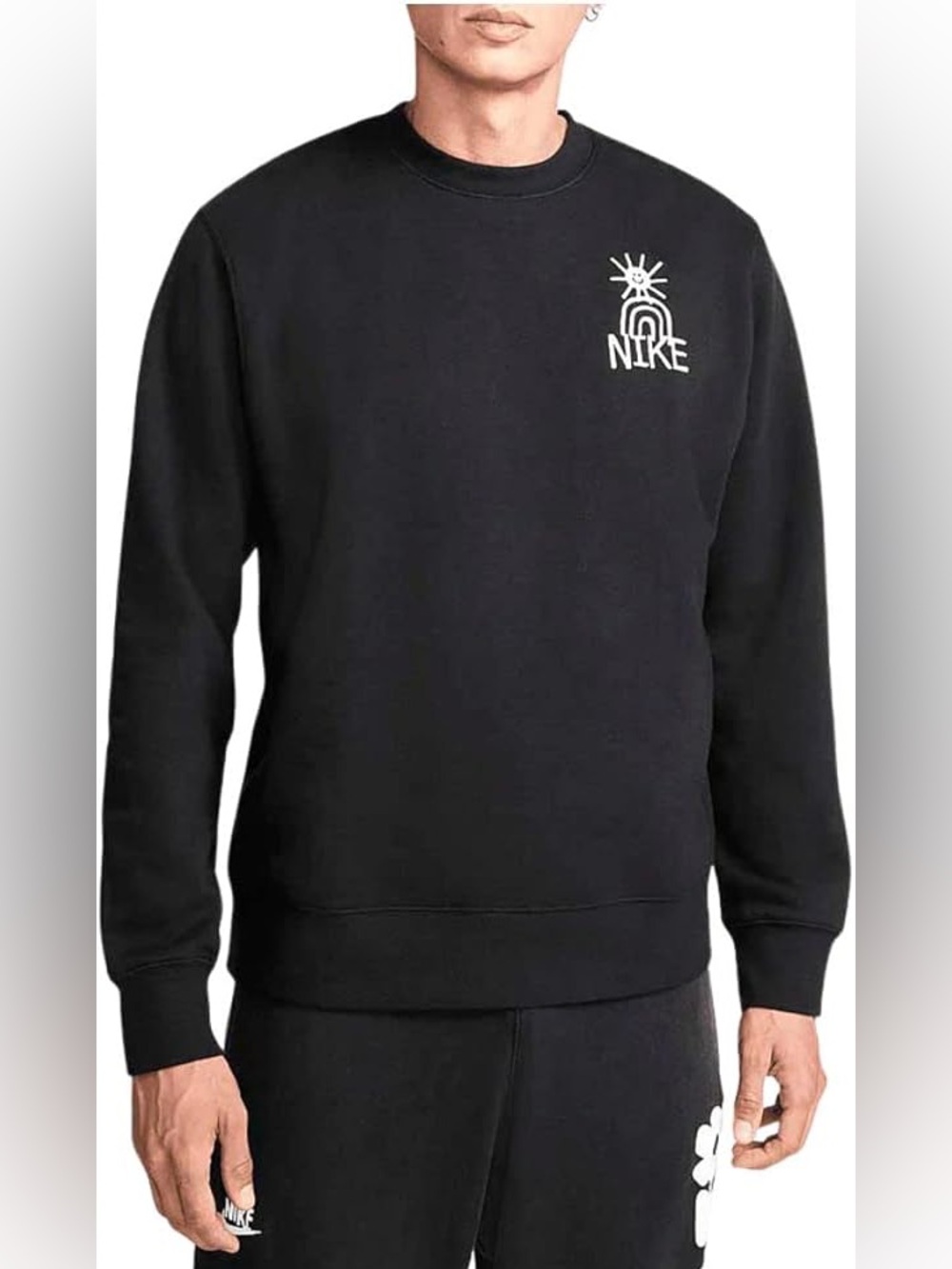 Nike Black Crewneck Sweatshirt with White Logo Graphic